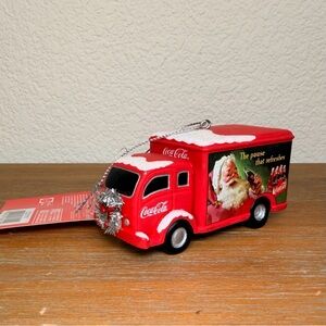 Kurt Adler 3.75 inch Coca Cola Coke Truck with Silver Wreath Christmas Ornament
